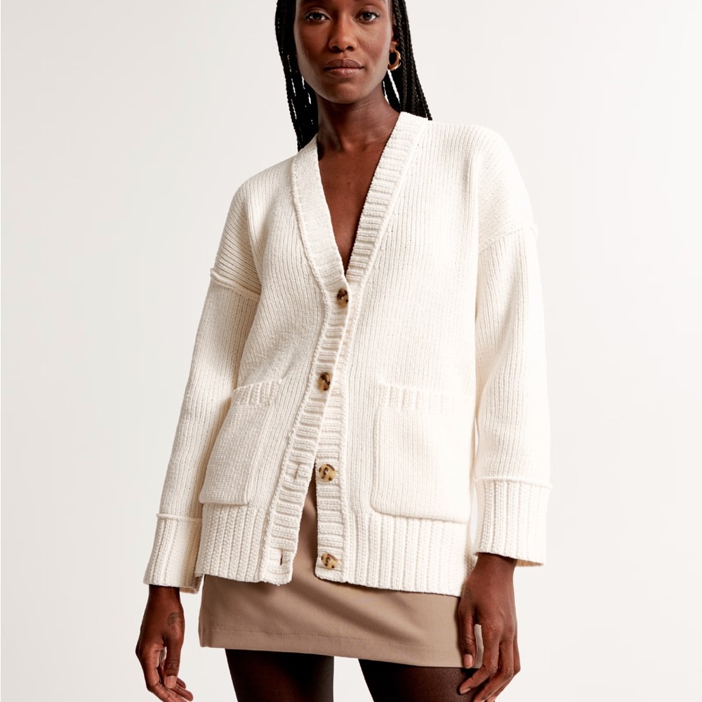 Abercrombie Cream Cardigan Sweater